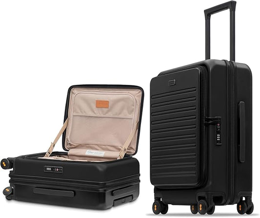 LEVEL8 Top Opening Carry on Luggage Expandable, Large Suitcases with Wheels Airline Approved, Hardside Luggage with Spinner Wheel for Men Women, 20 Inch, Black