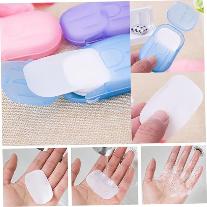 5 Boxes Eco Travel Soap Leaves, Portable Cleanser with 5 Scents,Paper Hand Cleaner Fragrance Color Soaps Papers, Soap Sheet,Paper Soaps for Travel,Hand Washing Sheets for Camping/Hiking (6.5x4cm)