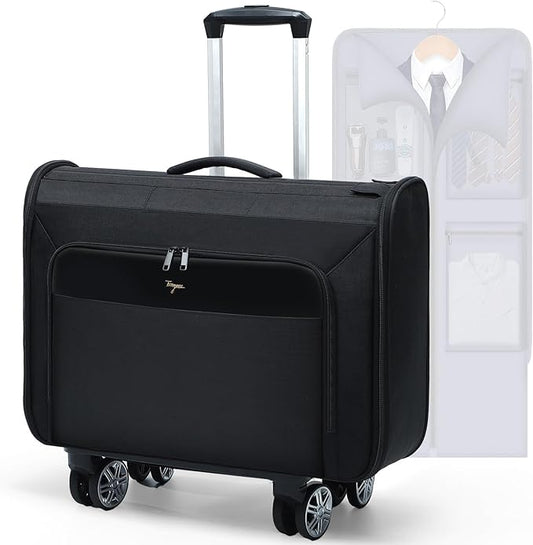 Softside Rolling Garment Bag, Large Duffle Garment Bag with Wheels, 3 in 1 Detachable Suit Luggage for Women Men, Business Travel Weekender, Black
