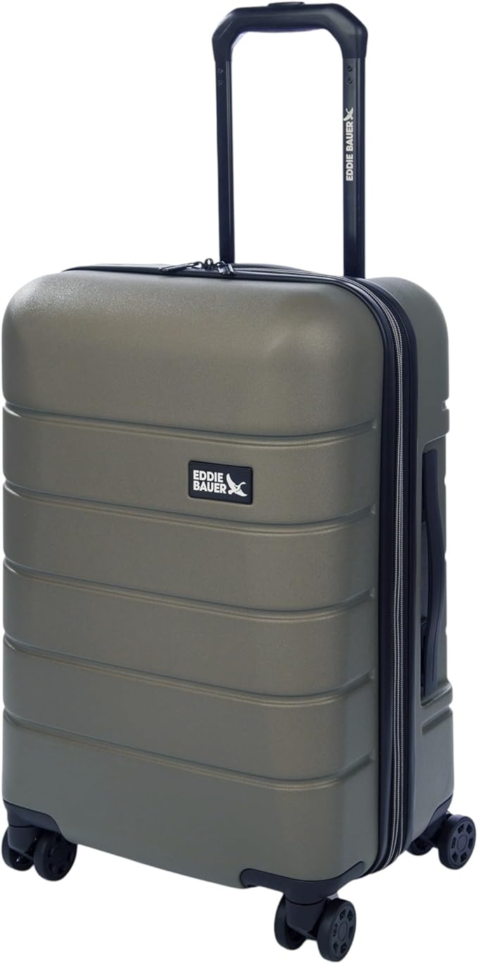 Eddie Bauer Glacier Checked 30" Luggage | Hardside | Spinner Wheels | Expandable | Lightweight | Travel Essentials - Sprig Green