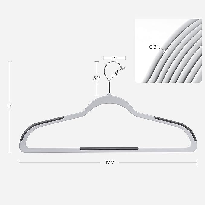 SONGMICS Clothes Hangers, Pack of 100 Plastic Coat Hangers, Space-Saving, Light Gray and Dark Gray UCRP050G100