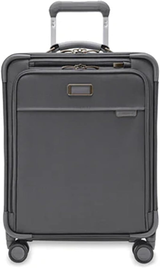 Briggs & Riley Global 21" Carry On Expandable Spinner - Luggage for Travel, Suitcases with Wheels, Softside Rolling Bag for Men & Women, Self-Repairing Zipper - Baseline Collection, Steel Gray
