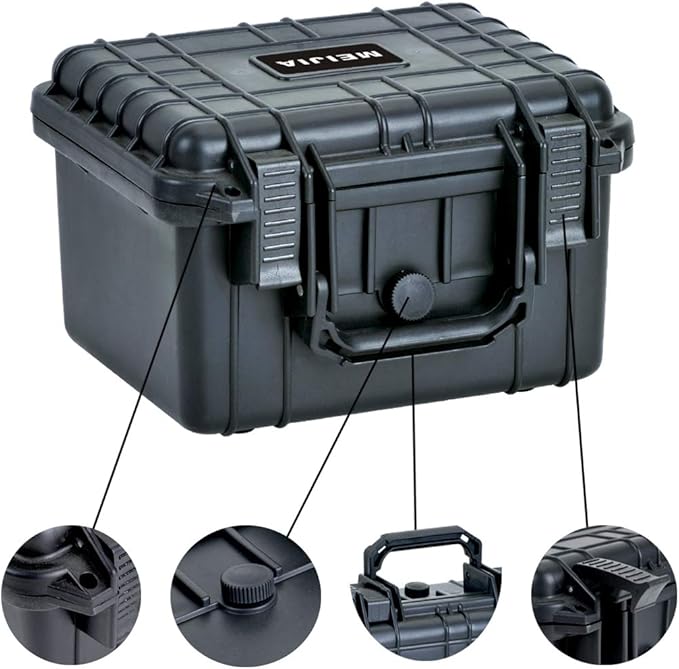 MEIJIA Portable All Weather Waterproof Camera Case With Foam,Fit Use of Drones,Camera,Equipments,Elegant Black,10.62 x9.68x6.87inches