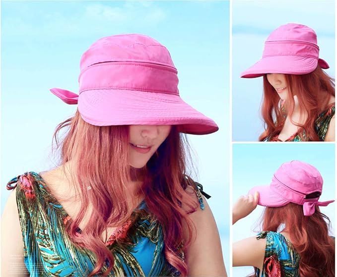 HINDAWI Sun Hats for Women with UV Protection Wide Brim Sun Hat Visor Summer Beach Outdoor Foldable Womens Cap