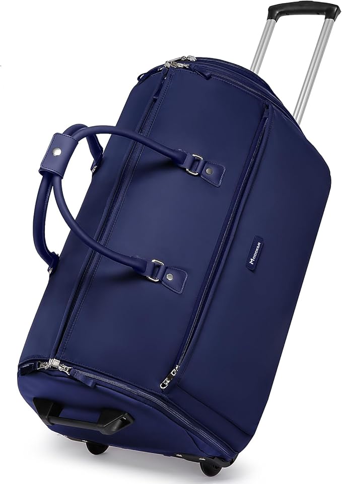 Modoker Rolling Garment Bags, Large Garment Duffle Bag with Wheels, 3 in 1 Garment Suit Luggage Bag for Women Men Business Travel Weekender, Blue