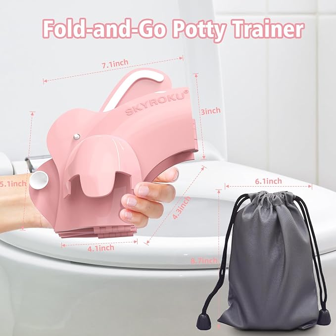 SKYROKU Foldable Kids Toilet Seat – Portable & Anti-Slip Travel Potty Training Seat for Toddlers,Safety material Baby Toilet Seat, Easy Clean & Compact for Home, Daycare, Grandparents House (Ages 2-6)