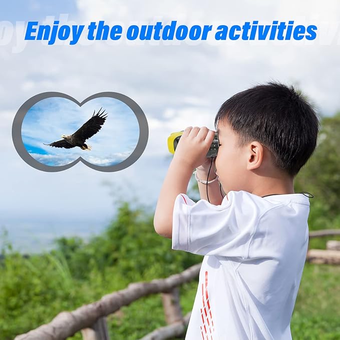 Toys for 4-5 Year Old Boys, VNVDFLM 8 X 21 Kids Binoculars for Children, Compact Telescope Boys Birthday Easter Gifts for 5-8 Years Old to Bird Watching &Scenery(Yellow)