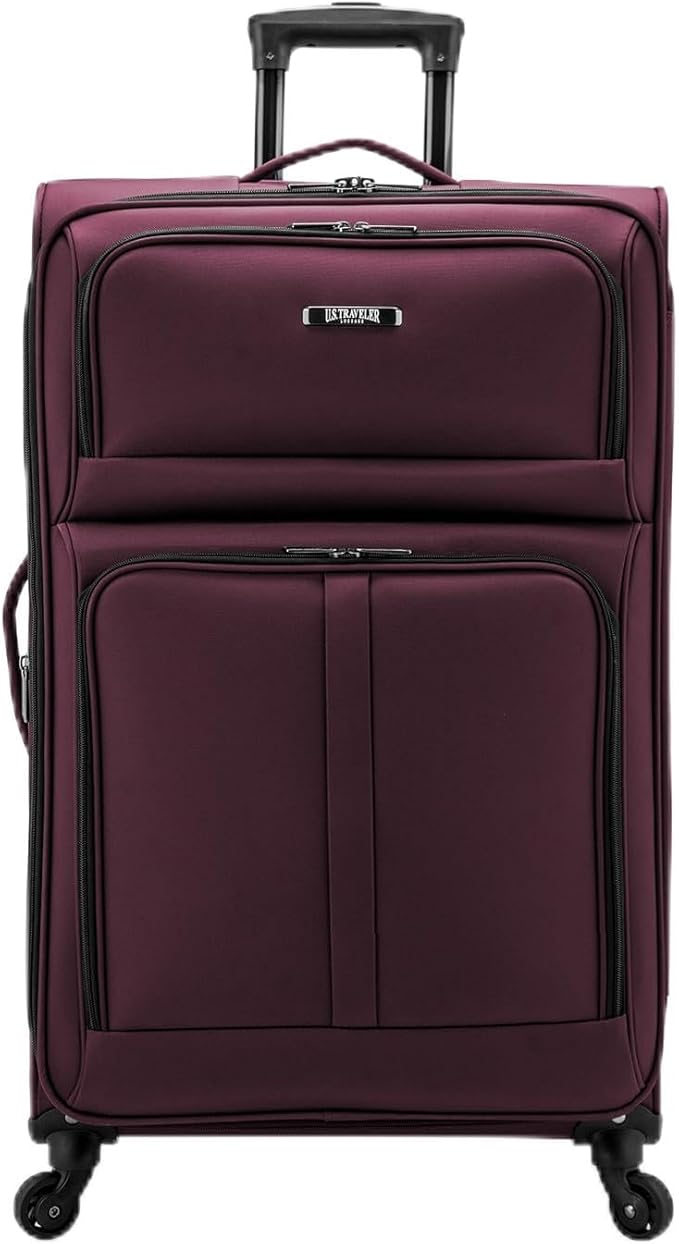 U.S. Traveler Anzio Softside Expandable Spinner Luggage, Burgundy, Checked-Large 30-Inch
