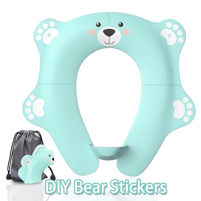 SKYROKU Foldable Kids Toilet Seat – Portable & Anti-Slip Travel Potty Training Seat for Toddlers,Safety material Baby Toilet Seat, Easy Clean & Compact for Home, Daycare, Grandparents House (Ages 2-6)