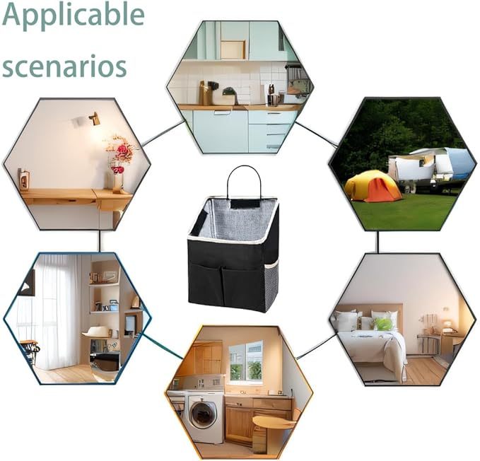 2pcs Wall Hanging Storage Bag,Wall Hanging Organizer Bags with Pockets, Wall Organizer Storage for Dormitory Bathroom Bedroom Kitchen(Black)