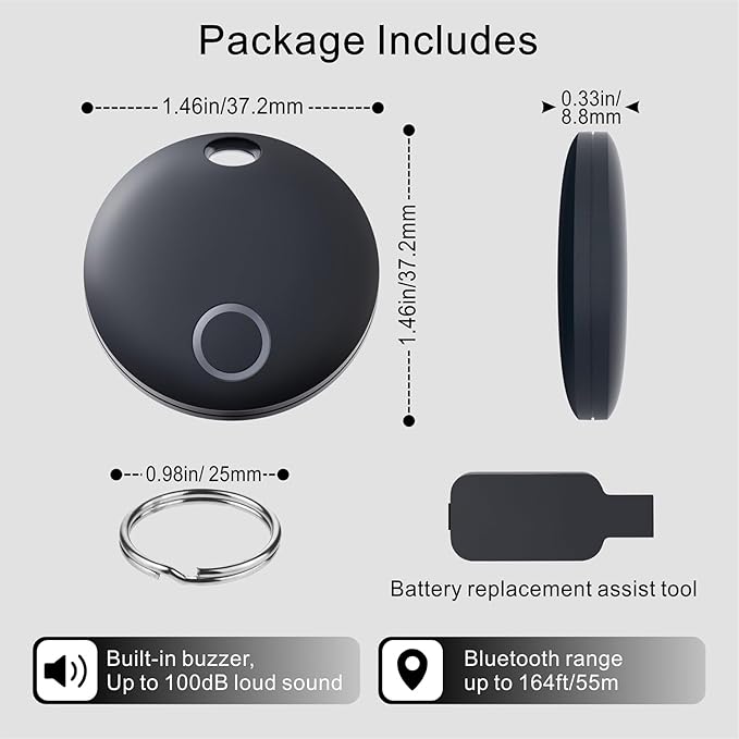 Air Tracker Tags-4 Pack, Smart Bluetooth Tracker Works with Apple Find My (iOS Only), Item Finder Locator for Keys, Luggage, Backpack, IP67 Waterproof