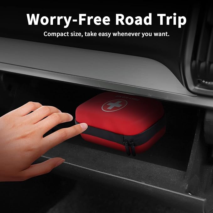 First-Aid-Kit-for-Car-Home-Travel-Camping-Businesses, Compact Waterproof Hard Case, Public Emergency Medical Kits - Perfect for Survival, Vehicle, Boat, Sports, Hiking, Office, Dorm (PUMIER)