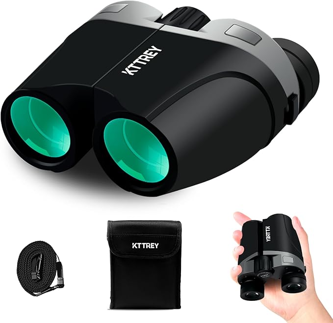 10x25 Compact Binoculars for Adults and Kids, Small High Powered Binoculars with Low Light Vision for Bird Watching, Hunting, Hiking, Cruise and Travel, Includes Carrying Bag