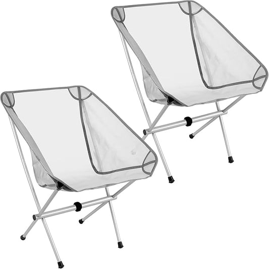 Ultra-Light Folding Camping Chair, All-Aluminum Frame, Surper Breathable Fabric, Easy to Carry, Compact Storage Size (2, Grey)