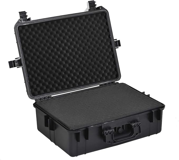 MEIJIA Portable Waterproof Protective Hard Case, Camera Case with Customizable Fit Foam Inserted,Fit Use of Drones,Camera,Equipments, Elegant Black (22.4"X16.73"X8.46")