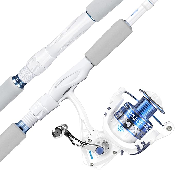 KastKing Centron Lite Fishing Rod and Reel Combo, IM6 Graphite 2Pc Blanks, Stainless Steel Guides with Ceramic Rings, Contoured EVA Handles & Fighting Butt, Split or Full Rear Handle Design, 13 Models