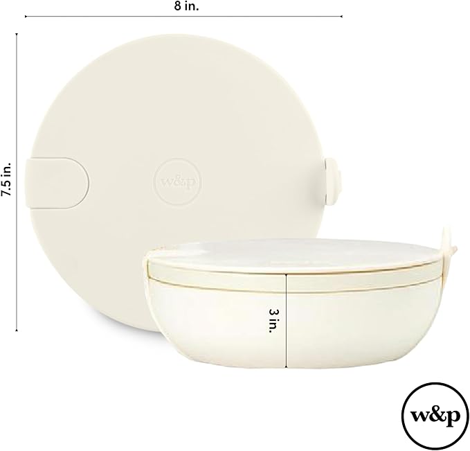 W&P Porter Ceramic Bowl Lunch Container w/ Protective Non-slip Exterior, Slate 1 Liter | Lid & Snap-tight Silicone Strap | Food Storage, Bento Box, Meal Prep | BPA-Free Ceramic