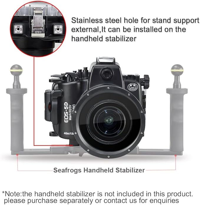 Sea frogs Camera Housing Compatible with Canon EOS 5D Mark III/IV with EF16-35mm f/2.8LII USM Lens,Waterproof IPX8, 40m/130ft Depth Protection EOS 5D Mark 4 Underwater Camera Case, Ideal for Diving