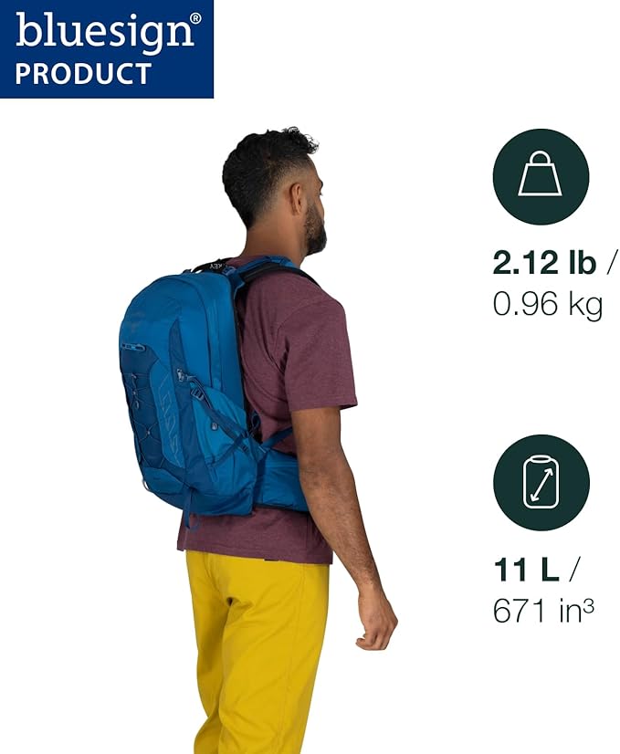 Osprey Talon 11L Men's Lightweight Hiking Backpack with Hipbelt, Frosty Mint Green/Night Shift