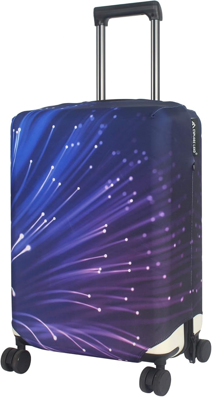 Explore Land Travel Luggage Cover Suitcase Protector Fits 31-32 Inch Case (Fireworks, XL)