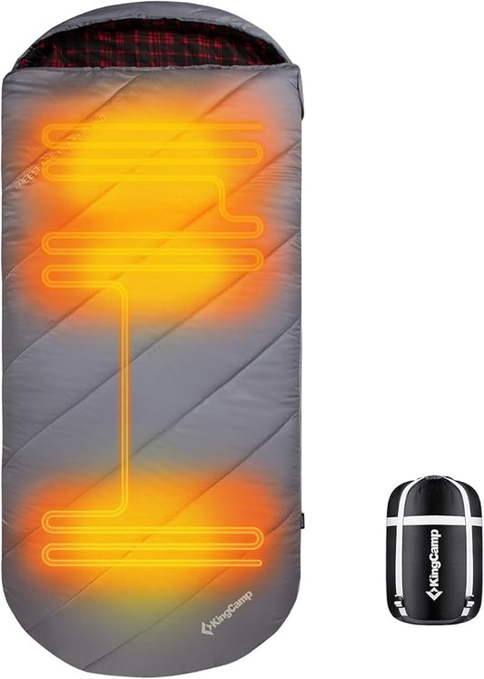 KingCamp Sleeping Bag for Adults, Cold Weather & Warm Extra Wide Big & Tall XL Portable Waterproof Flannel Sleeping Bags, Essentials Gear Accessories for Camping Backpacking Hiking Indoor & Outdoor