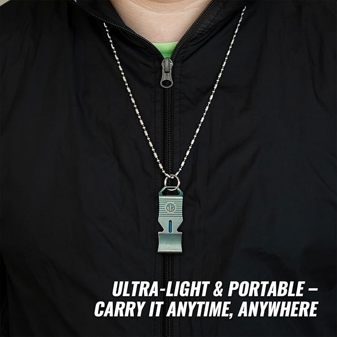 TACRAY Titanium Emergency Survival Whistle, Portable Necklace Whistle, Loud Whistle up to 120~130db, Good for Life Saving, Hiking, Camping, and Pet Training