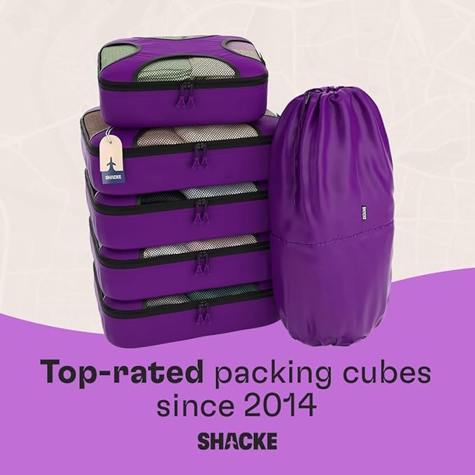 Shacke 6 Set Packing Cubes for Travel - Compression Packing Bags/Travel Organizer - Luggage Organizer Bags for Traveling - Travel Essentials for Women - Cruise Must Haves Packing List