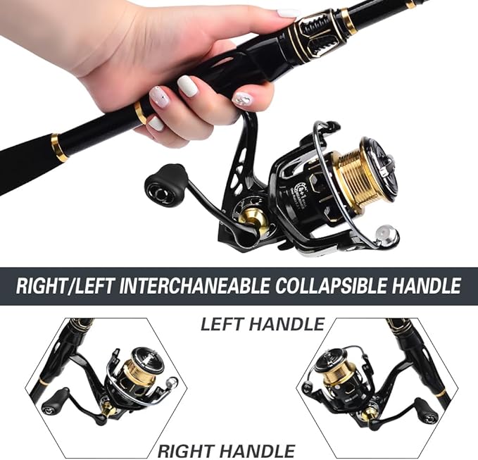 Fishing Rod and Reel Combo - Carbon Fiber Telescopic Fishing Pole with 2000 Spinning Reel Combos - Sea Saltwater Freshwater Ice Bass Fishing Tackle Set Fishing Rods Kit Fishing Poles and Reels Combo