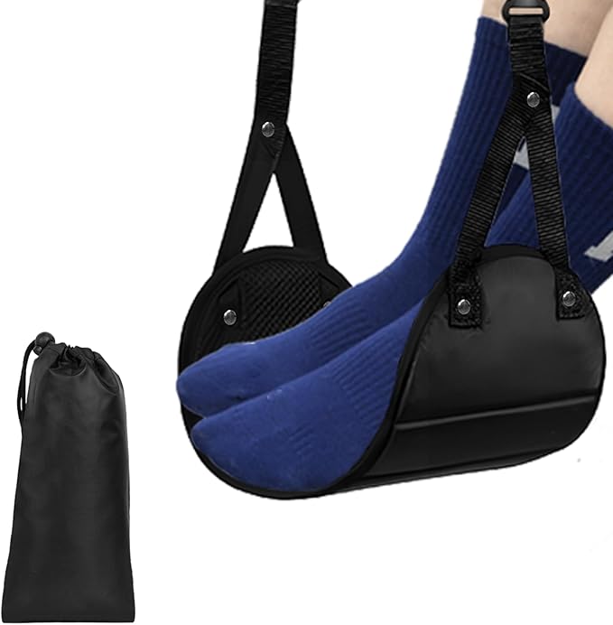 Airplane Foot Hammock,Adjustable Portable Foot Hammock for Plane Travel for Air Travel,Travel Essentials Comfy Foot Hanger Airplane Footrest(1 Set)