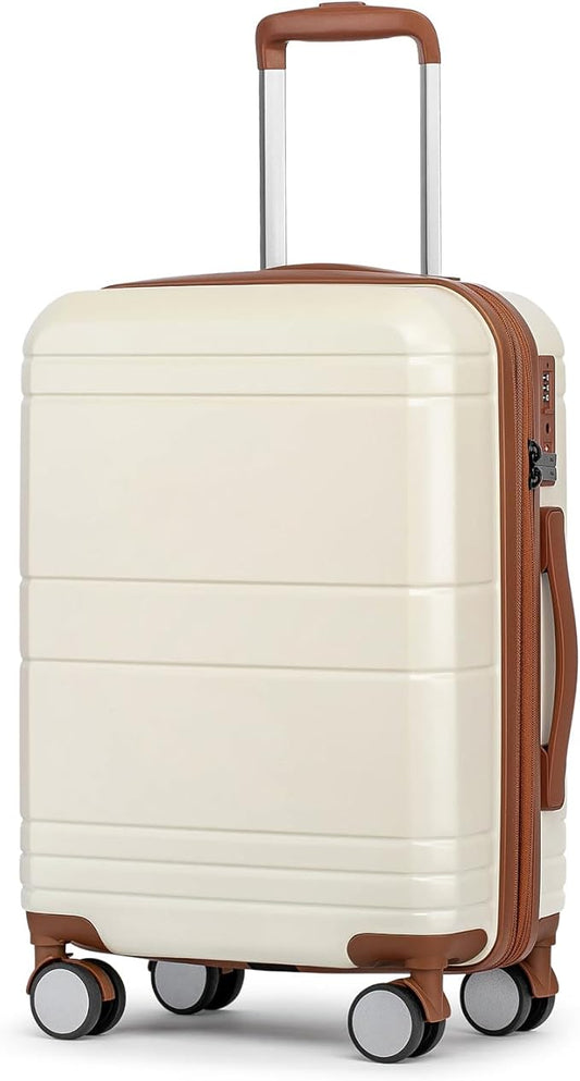KYME Carry On Luggage 22x14x9 Airline Approved with TSA Lock Hard Shell Carry On Suitcase Lightweight Suitcases with Wheels Small Luggage for Men Women,Carry-On 20 Inch,Beige