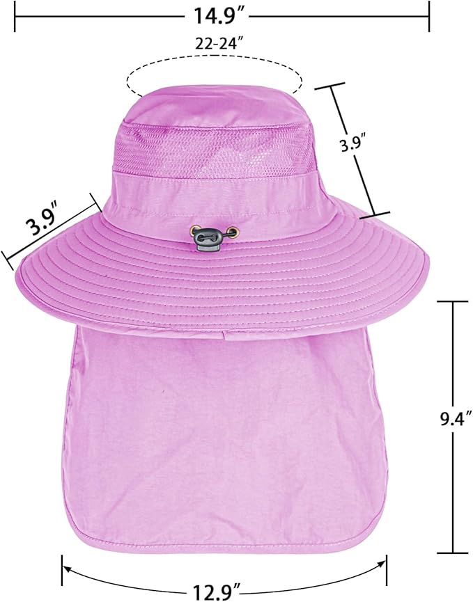 Sun Hats for Men Women Fishing Hat UPF 50+ Breathable Wide Brim Bucket Hats Summer UV Protection Safari Hat with Neck Flap