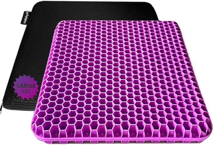 Gel Seat Cushion, Office Seat Cushion Chair Pads for Office Home Car Wheelchair Long Trips - Extra Large Gel Cushion for Pressure Sores, Tailbone, Back, Sciatica Pain Relief (Extra Large, Violet)