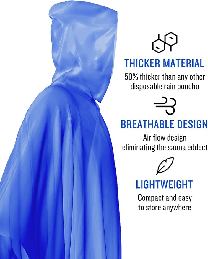 SaphiRose Disposable Rain Ponchos Emergency Clear Poncho