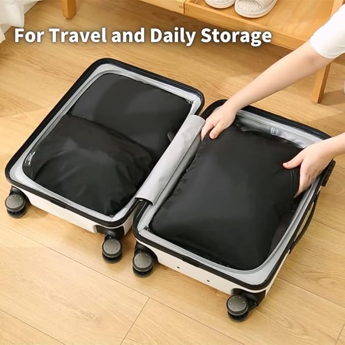 tianzong Compression Packing Cubes for Suitcases, Luggage Organizer Bags Set for Travel (Beige, 2 Pack Medium)