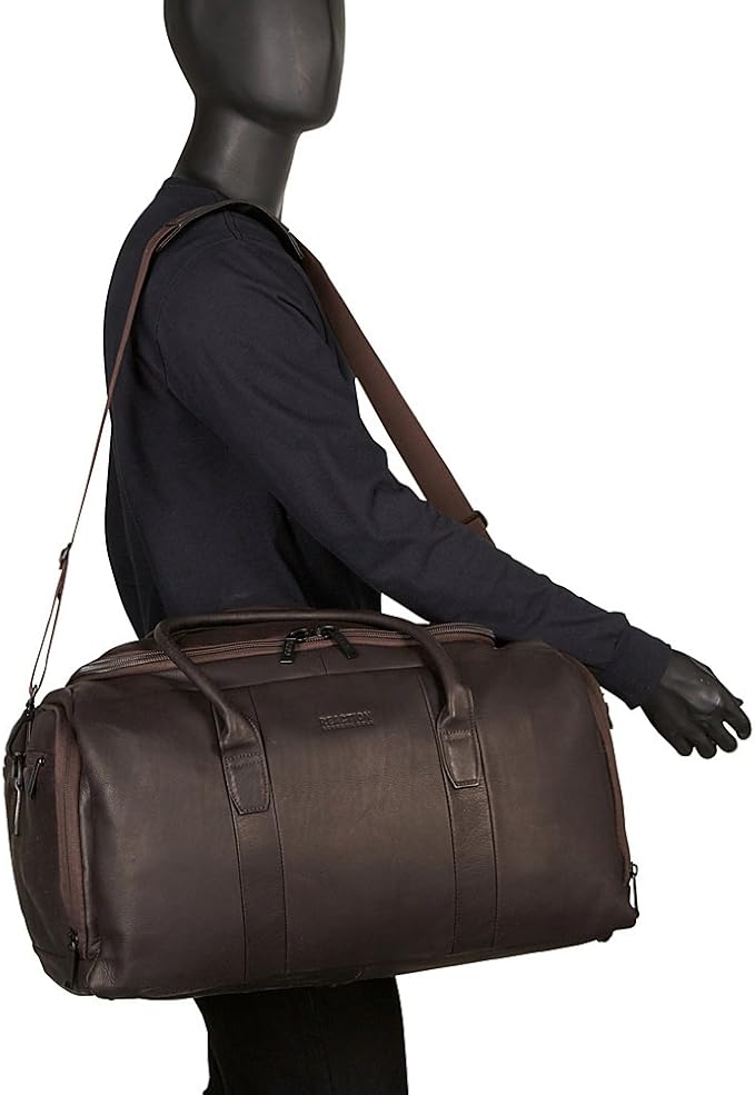 Kenneth Cole REACTION Duff Guy Colombian Leather 20" Single Compartment Top Load Travel Duffel Bag, Cognac