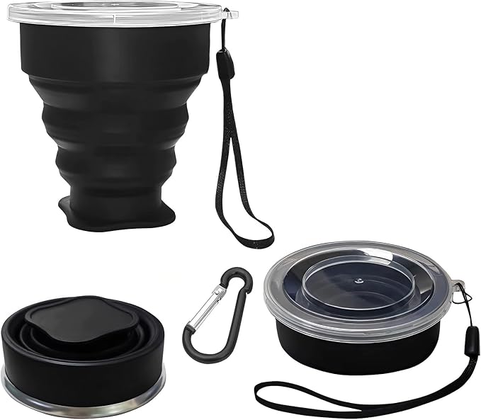 Collapsible Cup - Silicone Foldable Cup-Expandable Folding Drinking Cup -Reusable Portable Mugs Cup For Travel, Camping, Hiking, Survival, Car, Picnic, Beach, Holiday Vacation, Outdoor Sports