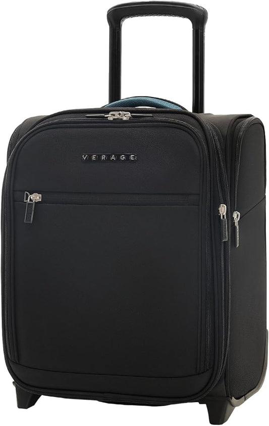 Verage Under Seat Luggage with Wheels, Softside Expanable Small Suitcase Carry On Luggage Bags for Airlines Airplanes Short Trip Men Women (Black, 16-Inch Rolling Underseat)