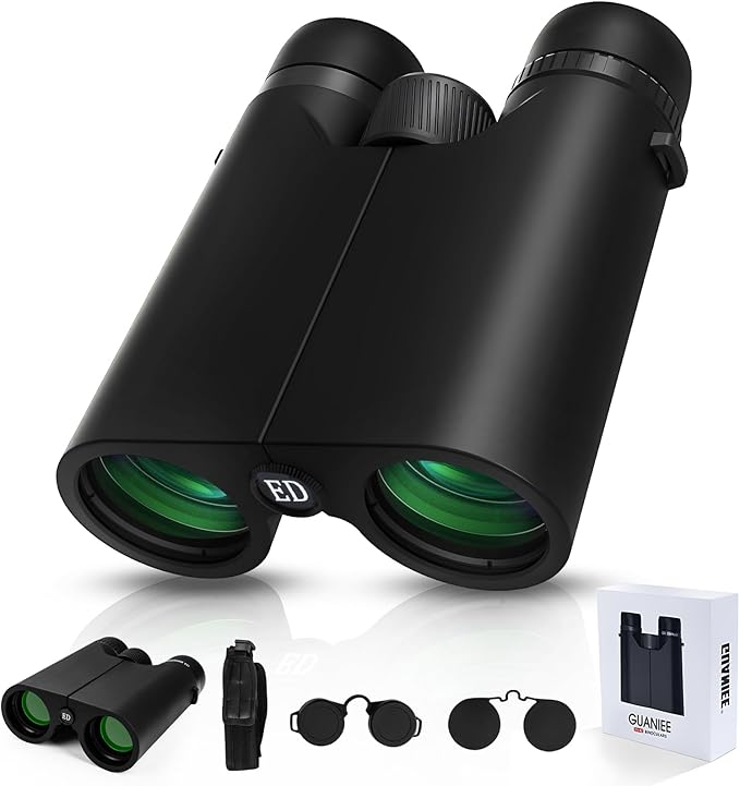 10x42 Binoculars for Adults High Powered Compact Binoculars with Low Light Night Vision for Bird Watching Hunting Travel Outdoor Sports, Easy to Focus