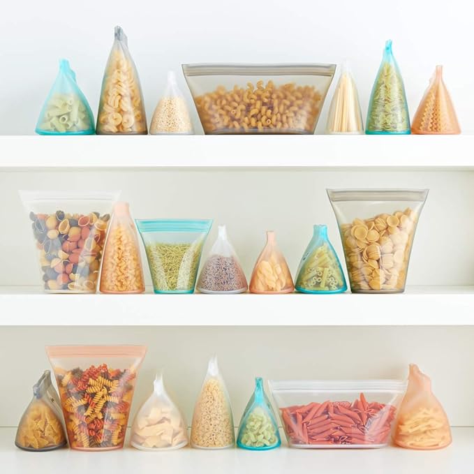 Zip Top Reusable Food Storage Bags | 3 Dish Set [Lavender] | Silicone Meal Prep Container | Microwave, Dishwasher and Freezer Safe | Made in the USA