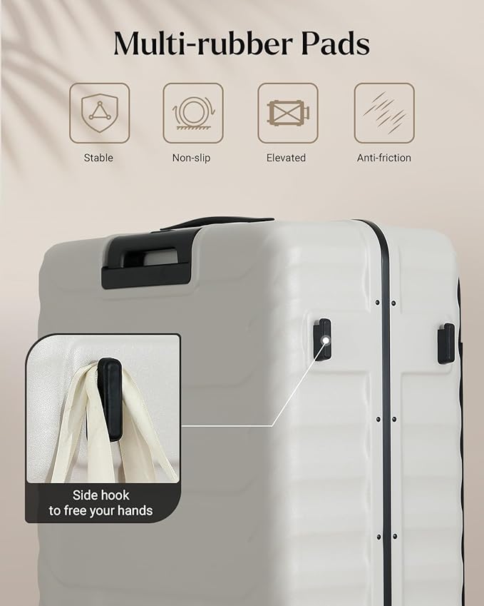 Luggage Sets 2 Pieces, 20/28 Inch PC Hardshell Suitcase with Spinner Wheels, 20 Inch Expandable Clamshell Carry On Luggage and 28 Inch Aluminum Frame Top Opening Checked Luggage (White)