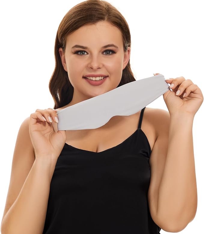 ALASKA BEAR Sleep Mask for Side Sleepers Patented Design, Cup-Shaped and Extra-Soft, 100 Blackout Eye Mask Shades Cover for Men and Women Home or Travel, Machine Washable, Pale Grey