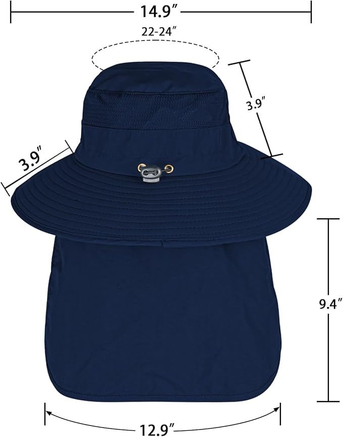 Sun Hats for Men Women Fishing Hat UPF 50+ Breathable Wide Brim Bucket Hats Summer UV Protection Safari Hat with Neck Flap