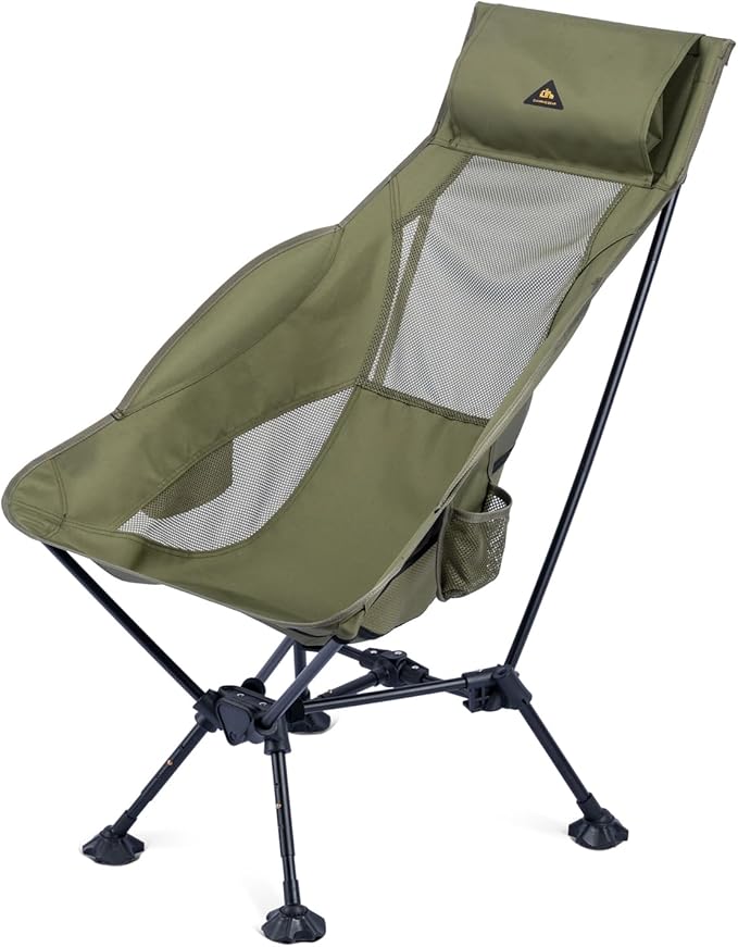 iClimb Ultralight Compact Camping Folding Beach Chair with Anti-Sinking Large Feet