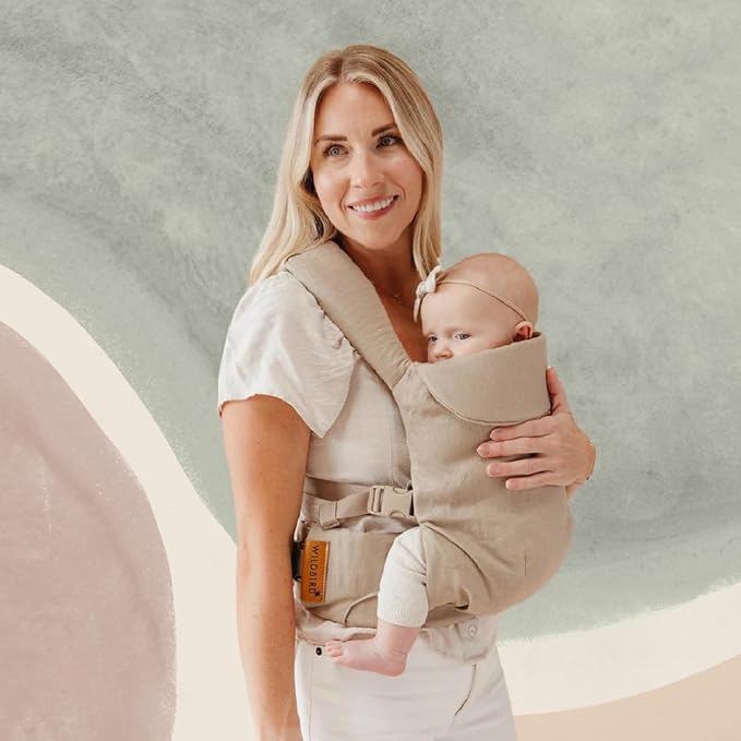 WildBird - Aerial Carrier - 7 to 45 lbs - for Moms, Dads & Caregivers - 100% Natural European Linen Fibers - Versatile & Adjustable - Large Size - Desert Lark Fabric