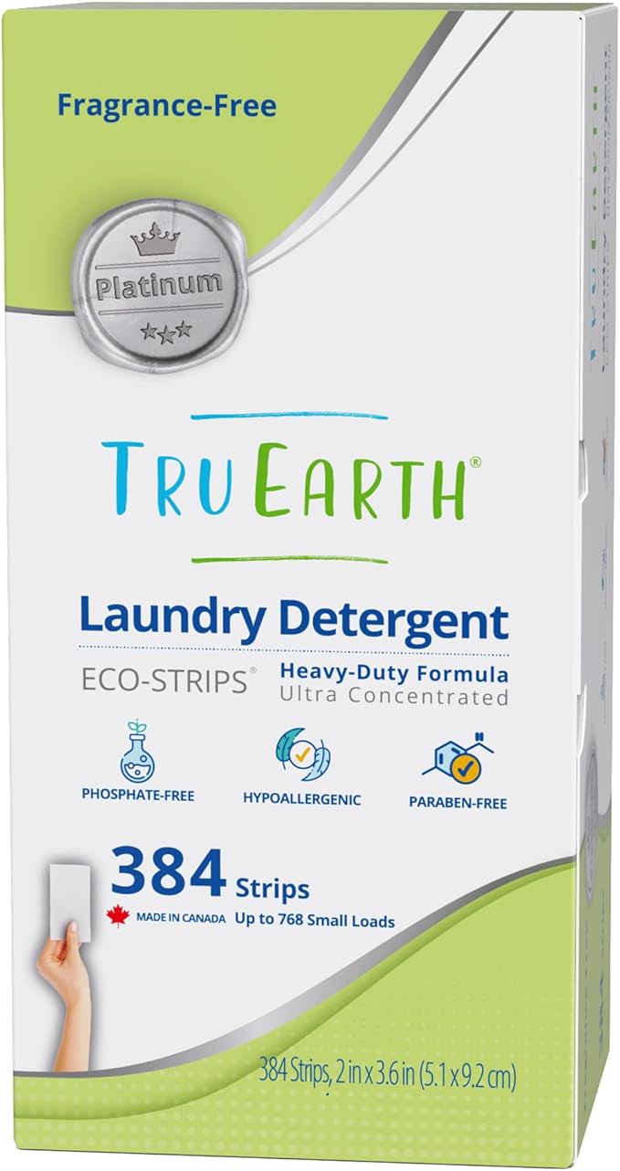 Tru Earth Platinum - Heavy Duty Laundry Detergent Sheets - Up to 768 Loads (384 Count), Fragrance Free - Ultra-Concentrated - Eco-Friendly Laundry Sheets