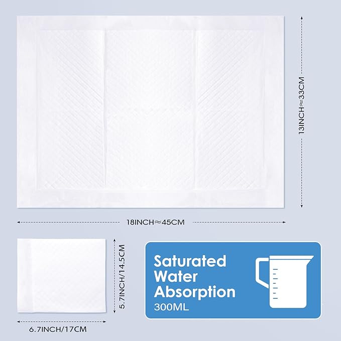 Disposable Changing Pads for Baby, 150 Pack Disposable Changing Pad Liners, Waterproof Disposable Underpads, Ultra Absorbent Super Soft Breathable Diaper Changing Mat 13 x 18 in