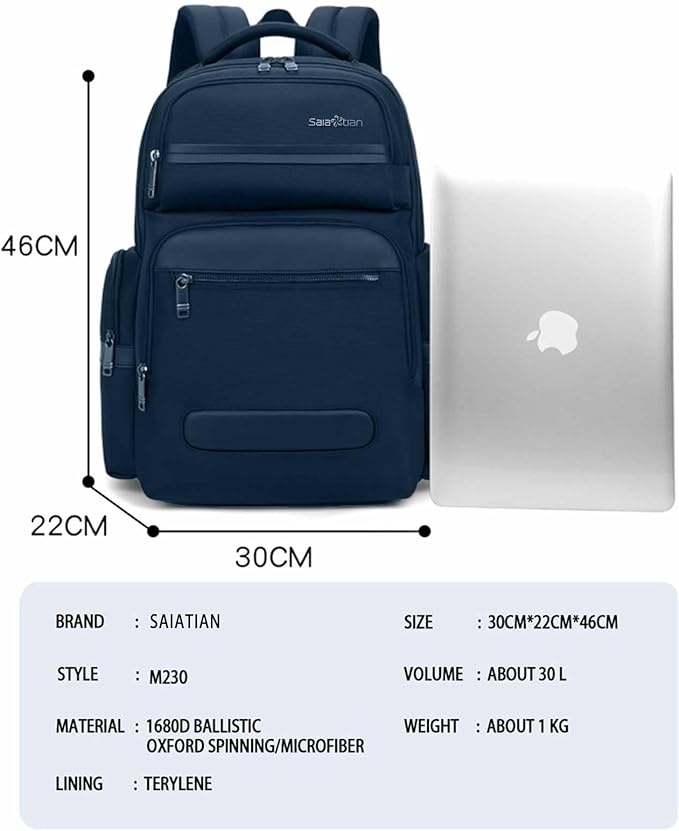Multi-Functional Travel Laptop Backpack, Water-Resistant Large Capacity Bookbag for Work, College, and Weekend Trips
