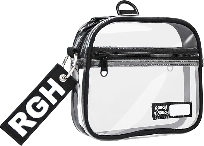 Rough Enough Clear Quart Size TSA Approved Toiletry Bag Small with Keychain for Travel Size Toiletries