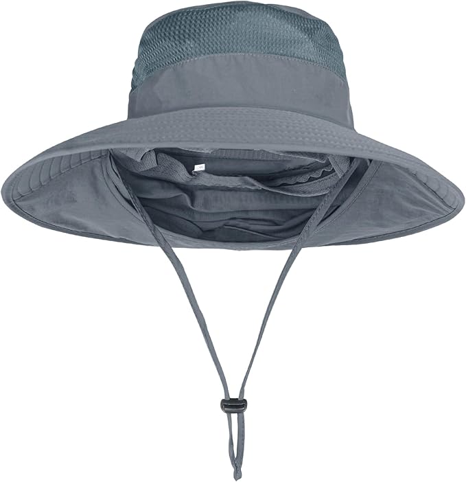 Sun Hats for Men Women Fishing Hat UPF 50+ Breathable Wide Brim Bucket Hats Summer UV Protection Safari Hat with Neck Flap