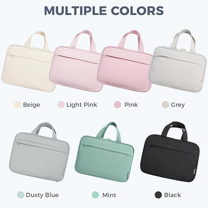 Toiletry Bag For women,Portable Hanging Organizer,4 Leakproof Compartment for full-sized Conditioner, Brushes Set, Makeup Accessories,Visible and easy to access.L-blue